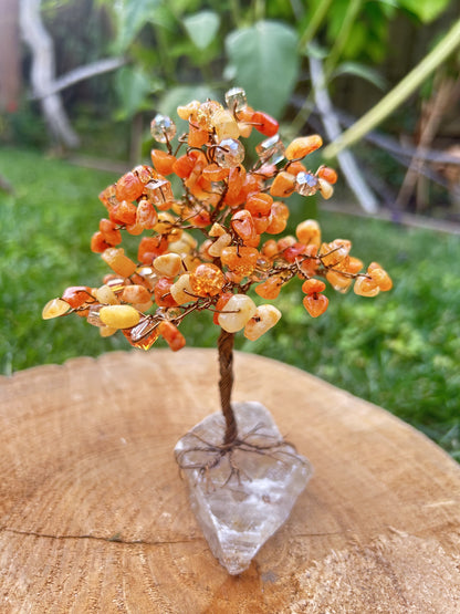 "Clementine" Sassafras tree with quartzite chip beads,