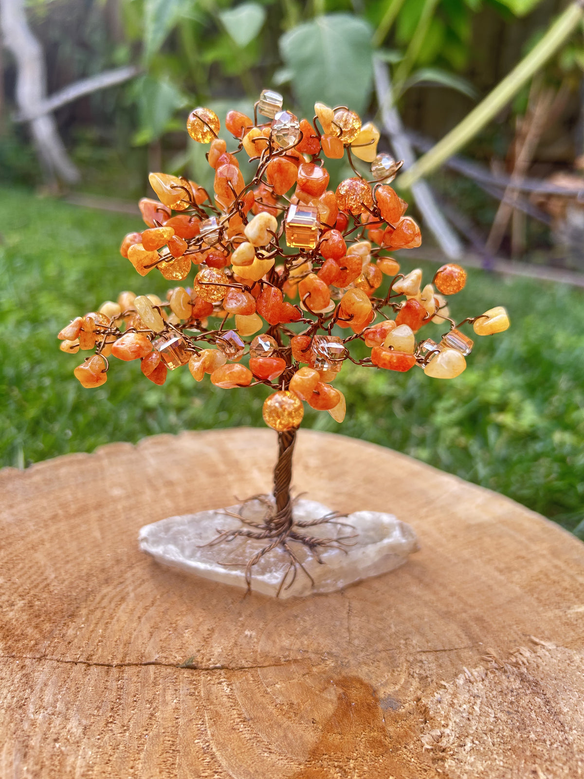 "Clementine" Sassafras tree with quartzite chip beads,