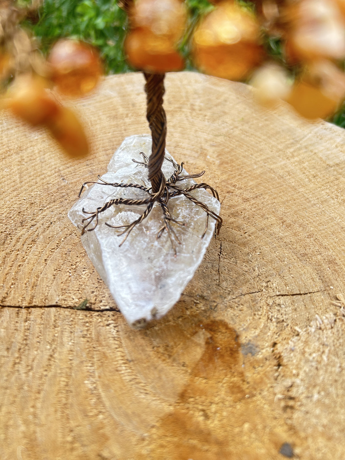 "Clementine" Sassafras tree with quartzite chip beads,