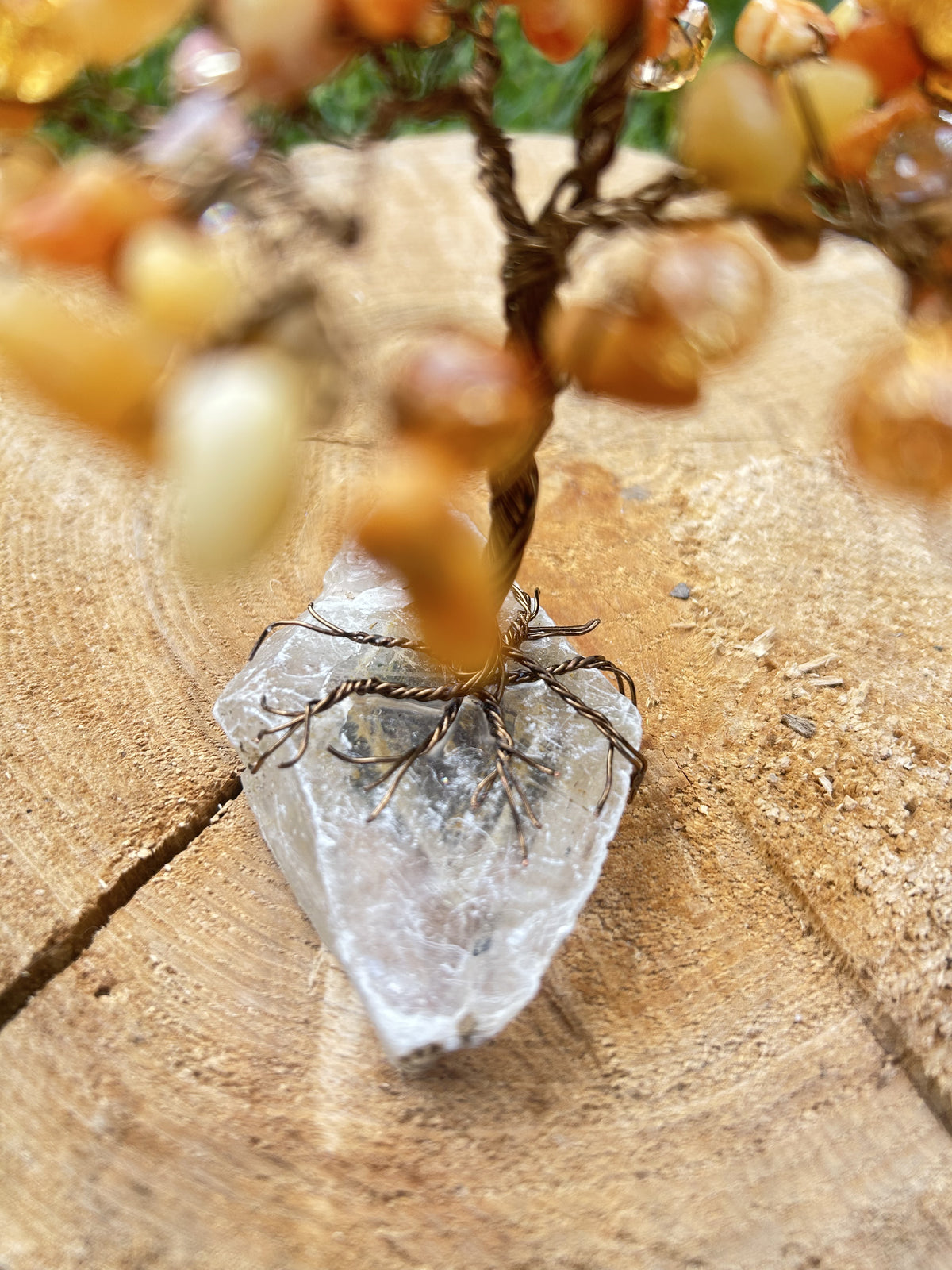 "Clementine" Sassafras tree with quartzite chip beads,