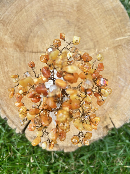 "Clementine" Sassafras tree with quartzite chip beads,