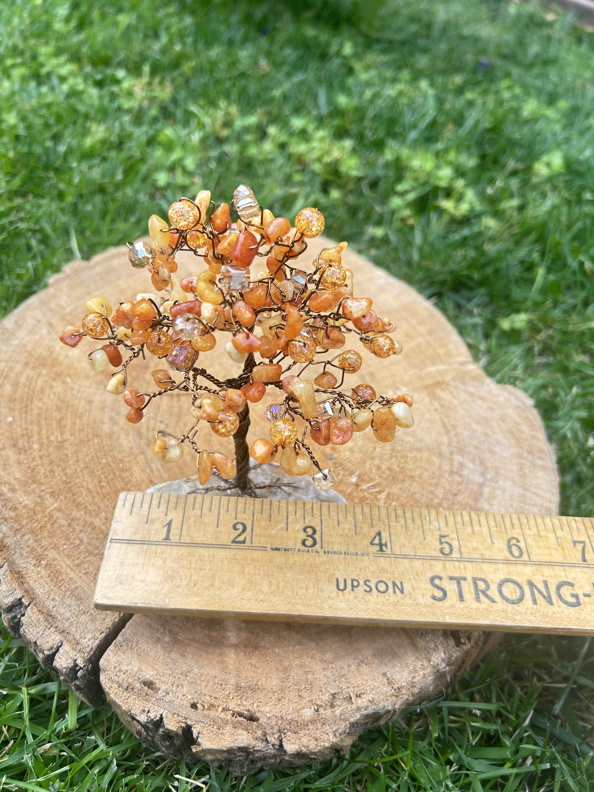 "Clementine" Sassafras tree with quartzite chip beads,