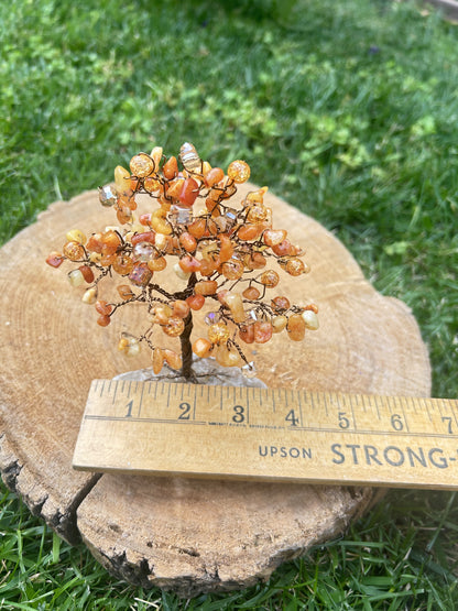 "Clementine" Sassafras tree with quartzite chip beads,