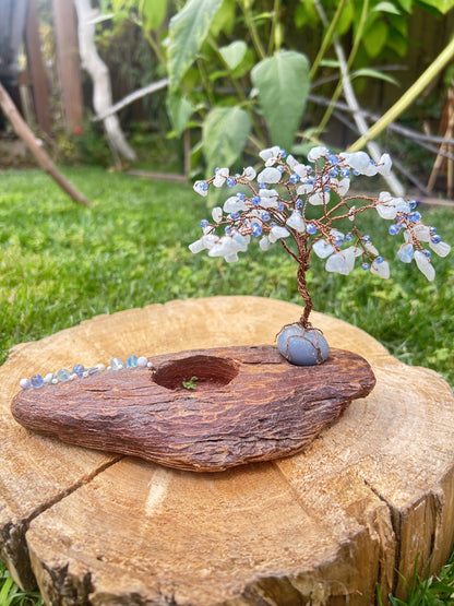 "Angel" Wisteria tree with aquamarine chip beads