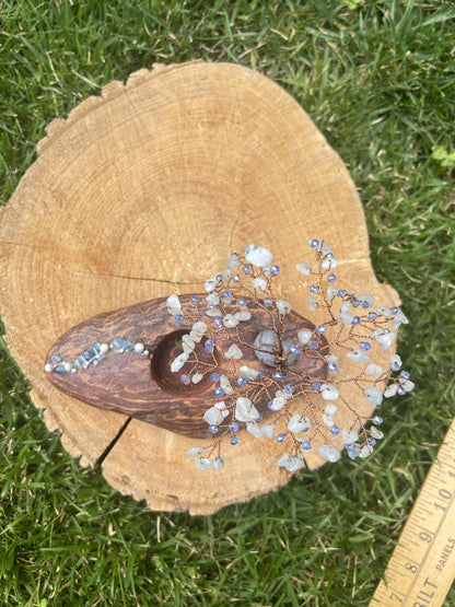 "Angel" Wisteria tree with aquamarine chip beads