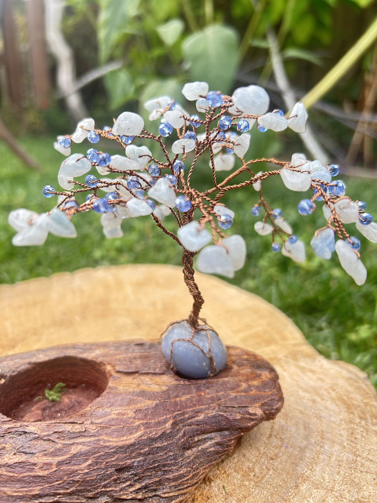 "Angel" Wisteria tree with aquamarine chip beads