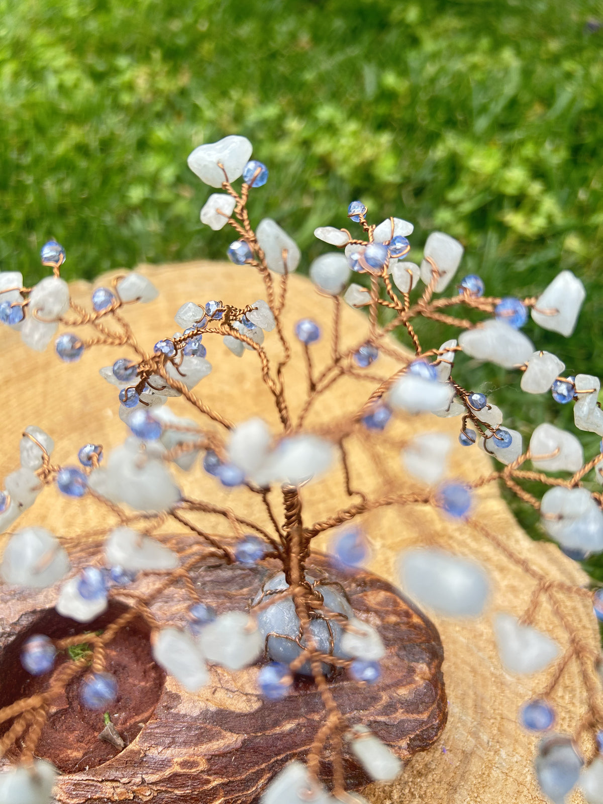 "Angel" Wisteria tree with aquamarine chip beads