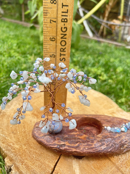 "Angel" Wisteria tree with aquamarine chip beads