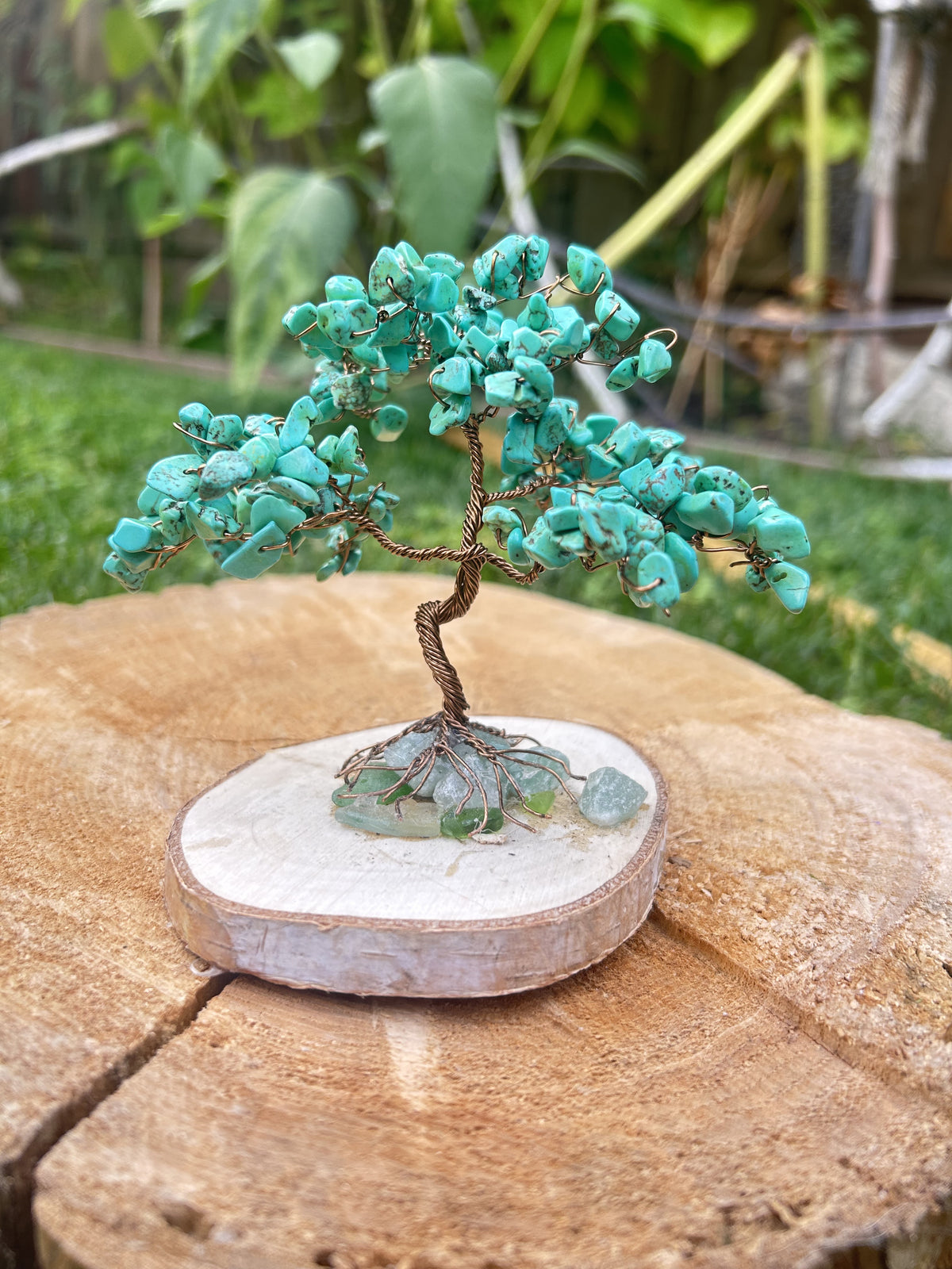 "Felix" Bonsai tree with turquoise howlite chip beads