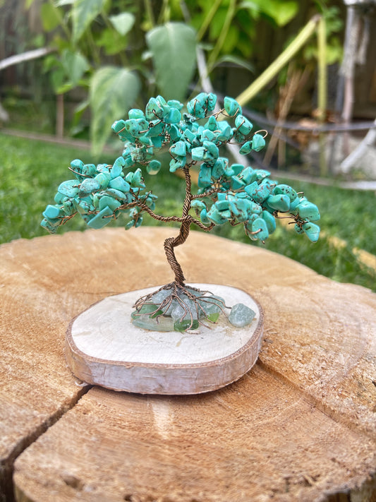 "Felix" Bonsai tree with turquoise howlite chip beads