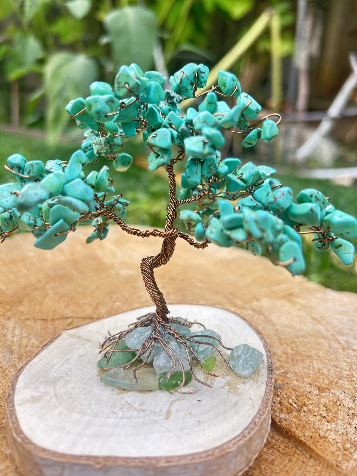 "Felix" Bonsai tree with turquoise howlite chip beads