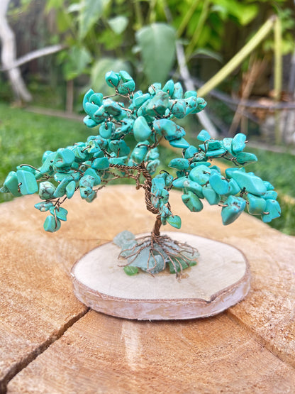 "Felix" Bonsai tree with turquoise howlite chip beads