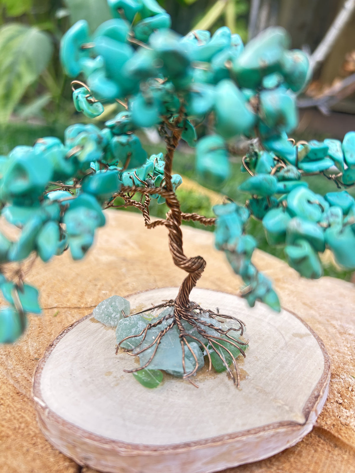 "Felix" Bonsai tree with turquoise howlite chip beads
