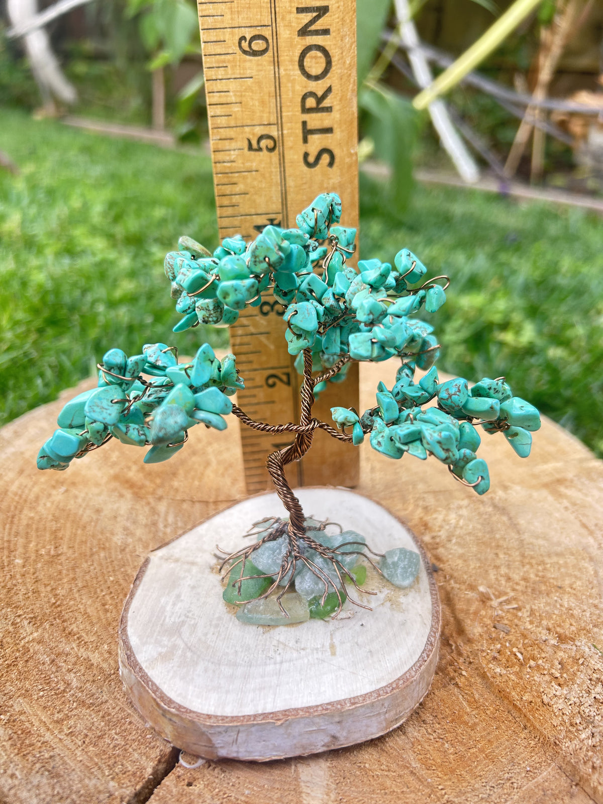 "Felix" Bonsai tree with turquoise howlite chip beads