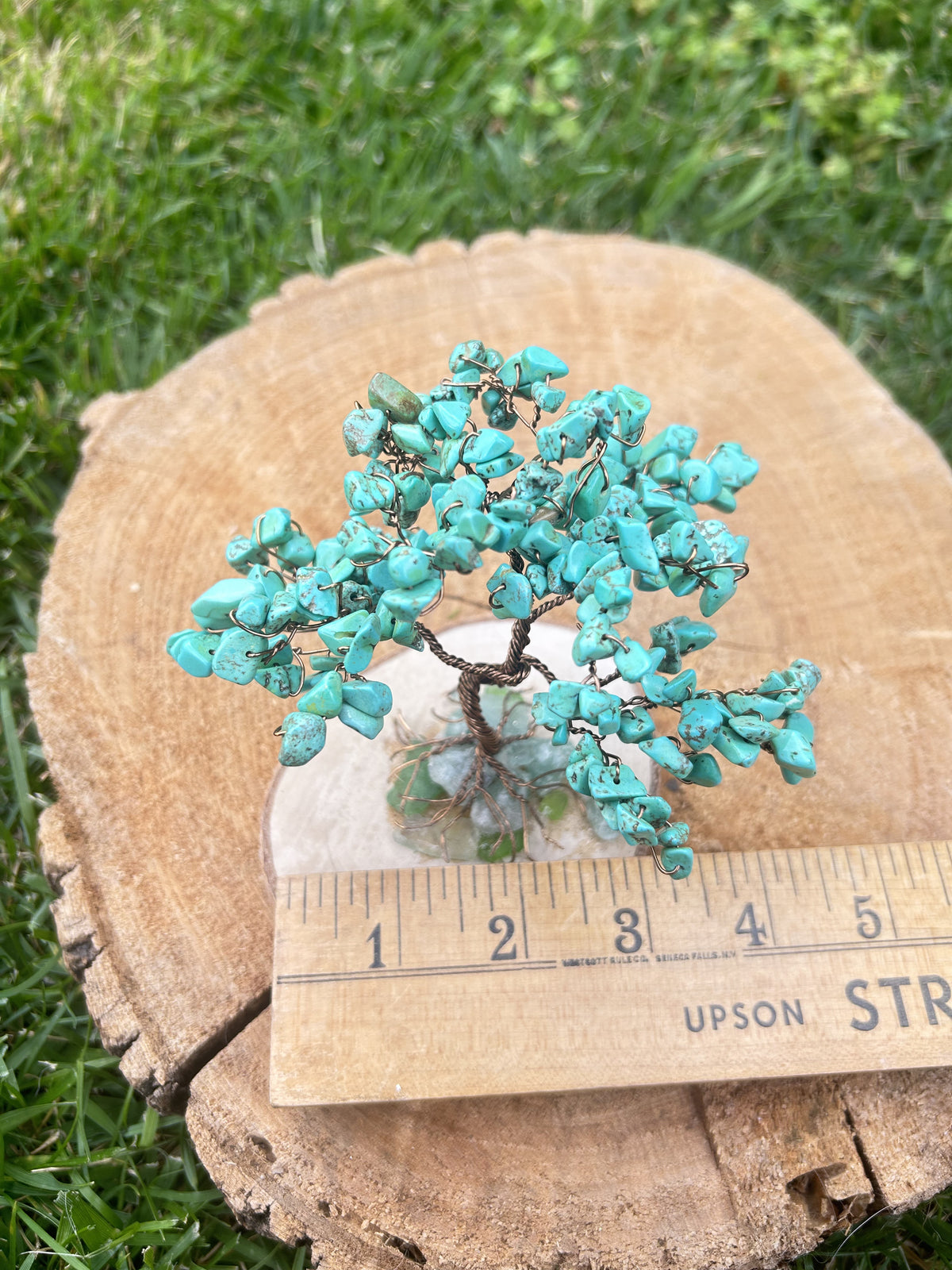 "Felix" Bonsai tree with turquoise howlite chip beads