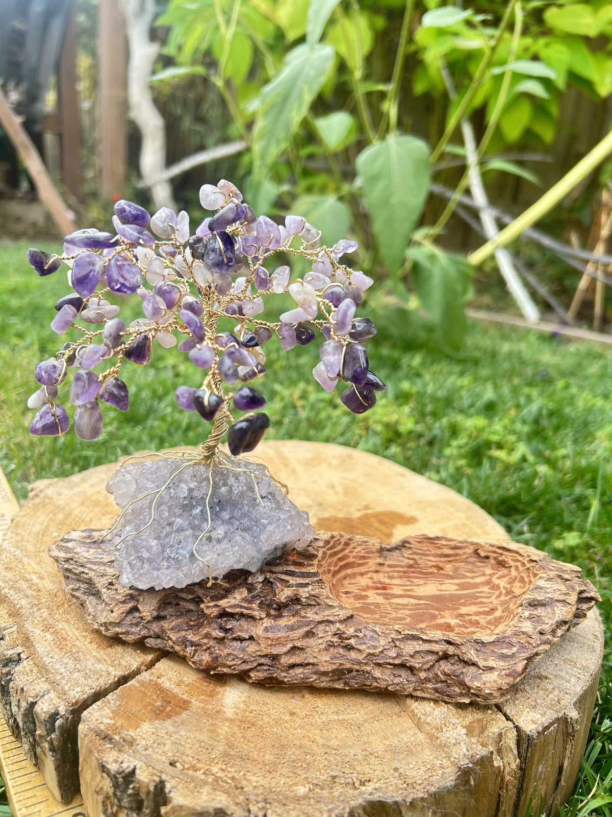 "Eleanor" Wisteria tree with amethyst chip beads