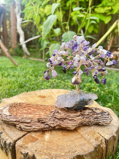 "Eleanor" Wisteria tree with amethyst chip beads