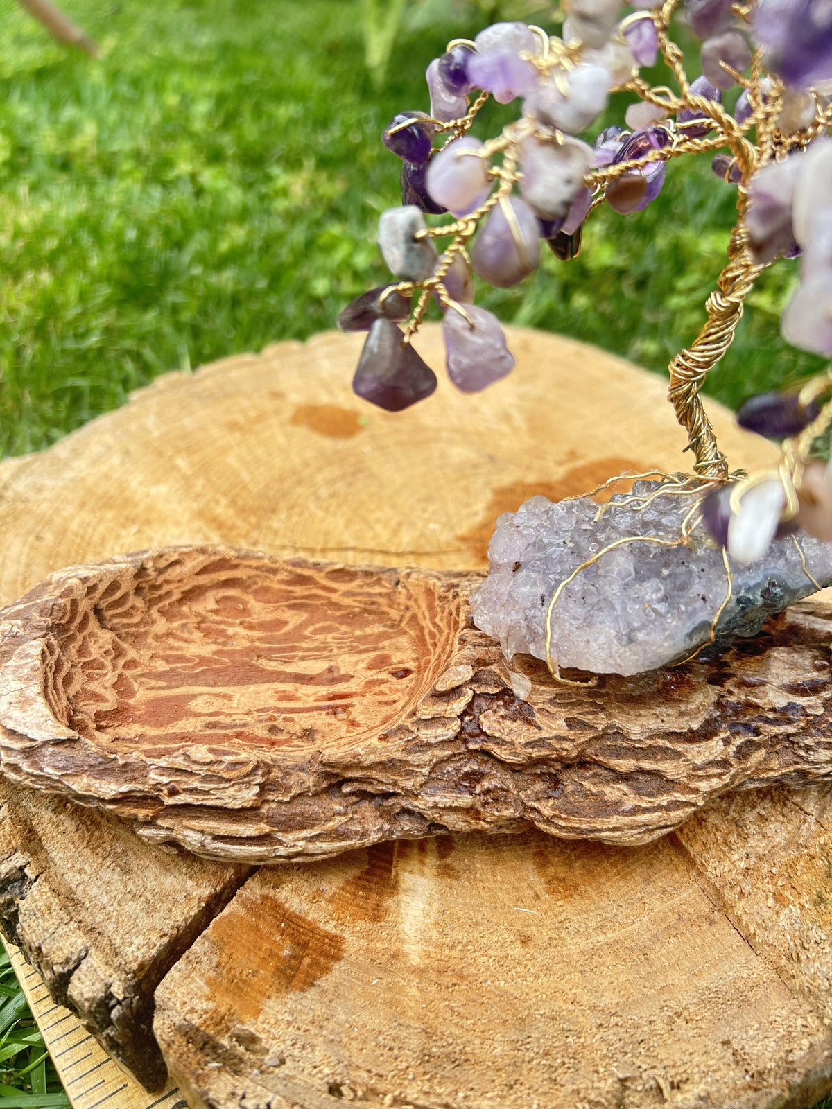 "Eleanor" Wisteria tree with amethyst chip beads