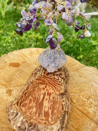 "Eleanor" Wisteria tree with amethyst chip beads
