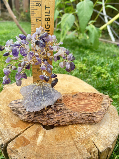 "Eleanor" Wisteria tree with amethyst chip beads