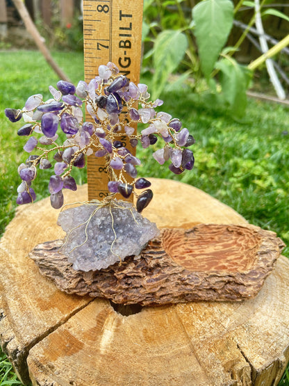"Eleanor" Wisteria tree with amethyst chip beads