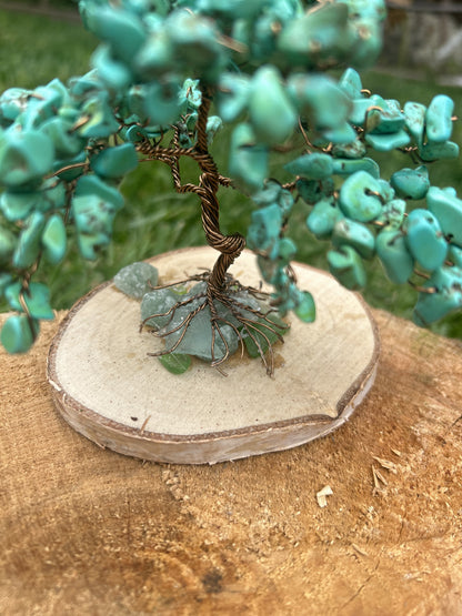 "Felix" Bonsai tree with turquoise howlite chip beads