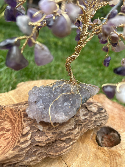 "Eleanor" Wisteria tree with amethyst chip beads
