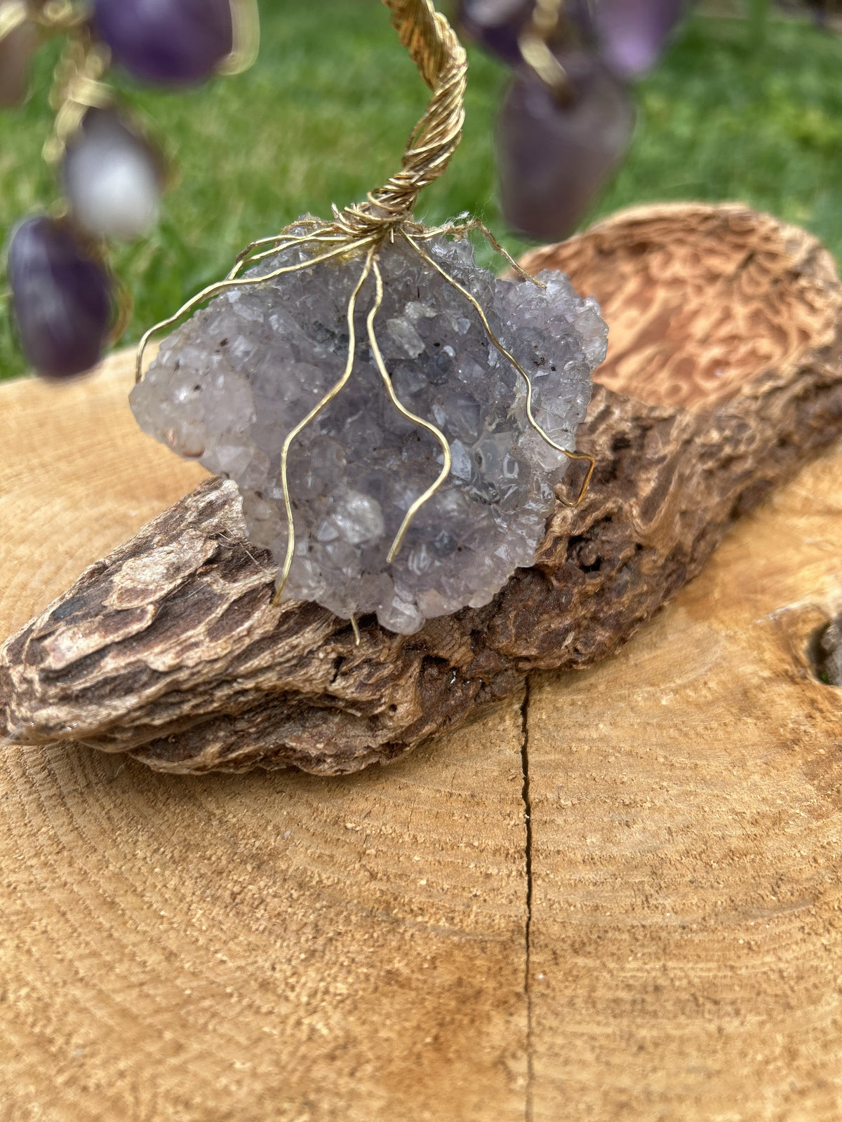 "Eleanor" Wisteria tree with amethyst chip beads